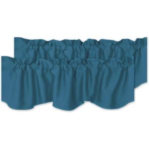 imageHVERSAILTEX 4 Panels Blackout Curtain Valances for Kitchen WindowsLiving RoomBathroom Privacy Protection Rod Pocket Decoration Scalloped Winow Valance Curtains 52quot W x 18quot L NavyDark Teal