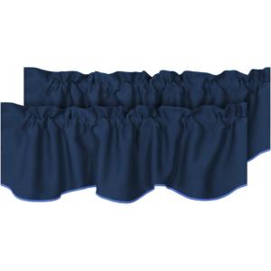 imageHVERSAILTEX 4 Panels Blackout Curtain Valances for Kitchen WindowsLiving RoomBathroom Privacy Protection Rod Pocket Decoration Scalloped Winow Valance Curtains 52quot W x 18quot L NavyNavy