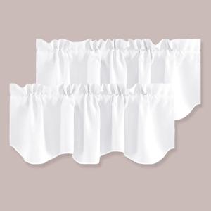 imageHVERSAILTEX 4 Panels Blackout Curtain Valances for Kitchen WindowsLiving RoomBathroom Privacy Protection Rod Pocket Decoration Scalloped Winow Valance Curtains 52quot W x 18quot L NavyPure White