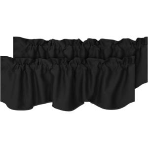 imageHVERSAILTEX 4 Panels Blackout Curtain Valances for Kitchen WindowsLiving RoomBathroom Privacy Protection Rod Pocket Decoration Scalloped Winow Valance Curtains 52quot W x 18quot L NavyJet Black
