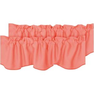imageHVERSAILTEX 4 Panels Blackout Curtain Valances for Kitchen WindowsLiving RoomBathroom Privacy Protection Rod Pocket Decoration Scalloped Winow Valance Curtains 52quot W x 18quot L NavyCoral