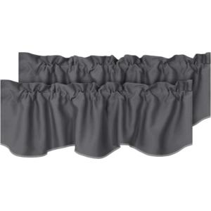 imageHVERSAILTEX 4 Panels Blackout Curtain Valances for Kitchen WindowsLiving RoomBathroom Privacy Protection Rod Pocket Decoration Scalloped Winow Valance Curtains 52quot W x 18quot L NavyCharcoal Gray