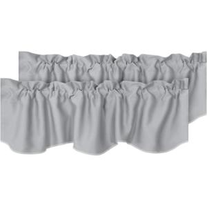 imageHVERSAILTEX 4 Panels Blackout Curtain Valances for Kitchen WindowsLiving RoomBathroom Privacy Protection Rod Pocket Decoration Scalloped Winow Valance Curtains 52quot W x 18quot L NavyDove Gray