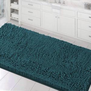 imageHVERSAILTEX Bath Mat for Bathroom Non Slip Chenille 20x32 Extra Soft and Absorbent Shaggy Rug Washable Dry Fast Plush Area Carpet Mat for Tub  Dark TealDark Teal