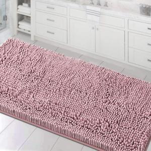 imageHVERSAILTEX Bath Mat for Bathroom Non Slip Chenille 20x32 Extra Soft and Absorbent Shaggy Rug Washable Dry Fast Plush Area Carpet Mat for Tub  Dark TealCoral Pink
