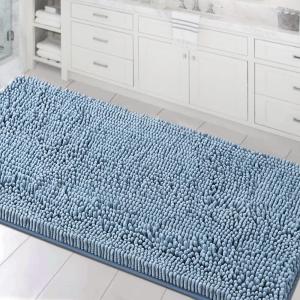 imageHVERSAILTEX Bath Mat for Bathroom Non Slip Chenille 20x32 Extra Soft and Absorbent Shaggy Rug Washable Dry Fast Plush Area Carpet Mat for Tub  Dark TealCool Blue