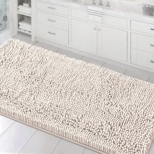imageHVERSAILTEX Bath Mat for Bathroom Non Slip Chenille 20x32 Extra Soft and Absorbent Shaggy Rug Washable Dry Fast Plush Area Carpet Mat for Tub  Dark TealIvory