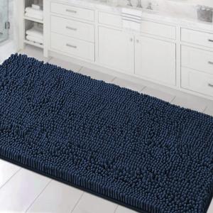 imageHVERSAILTEX Bath Mat for Bathroom Non Slip Chenille 20x32 Extra Soft and Absorbent Shaggy Rug Washable Dry Fast Plush Area Carpet Mat for Tub  Dark TealNavy