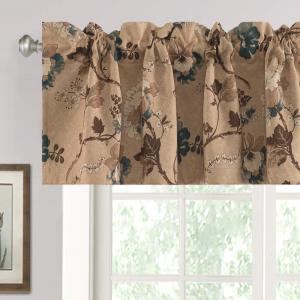 imageHVERSAILTEX Blackout Curtain Valances for Kitchen WindowLiving RoomBathroom Privacy Added Rod Pocket Home Decoration Winow Valance 52quot W x 18quot L Birds in SageFloral in Brown and Blue