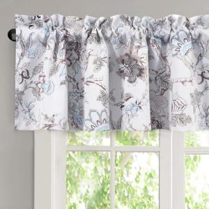 imageHVERSAILTEX Blackout Curtain Valances for Kitchen WindowLiving RoomBathroom Privacy Added Rod Pocket Home Decoration Winow Valance 52quot W x 18quot L Birds in SageFloral in Brown and Soft Teal