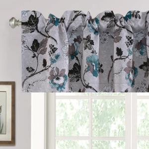 imageHVERSAILTEX Blackout Curtain Valances for Kitchen WindowLiving RoomBathroom Privacy Added Rod Pocket Home Decoration Winow Valance 52quot W x 18quot L Birds in SageFloral in Grey and Teal