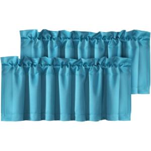 imageHVERSAILTEX Blackout Valances for WindowsShort Window Valance Curtains for Living RoomBedroomBathroom Privacy Decorative Rod Pocket Kitchen Valances2 Panels52quot W x 18quot LCharcoal GrayTurquoise Blue