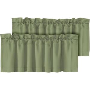 imageHVERSAILTEX Blackout Valances for WindowsShort Window Valance Curtains for Living RoomBedroomBathroom Privacy Decorative Rod Pocket Kitchen Valances2 Panels52quot W x 18quot LCharcoal GraySage