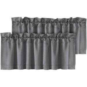 imageHVERSAILTEX Blackout Valances for WindowsShort Window Valance Curtains for Living RoomBedroomBathroom Privacy Decorative Rod Pocket Kitchen Valances2 Panels52quot W x 18quot LCharcoal GrayBluish Gray