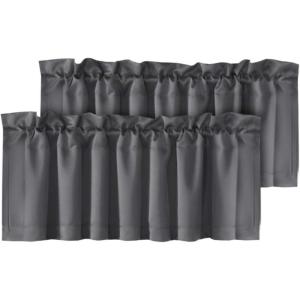 imageHVERSAILTEX Blackout Valances for WindowsShort Window Valance Curtains for Living RoomBedroomBathroom Privacy Decorative Rod Pocket Kitchen Valances2 Panels52quot W x 18quot LCharcoal GrayCharcoal Gray