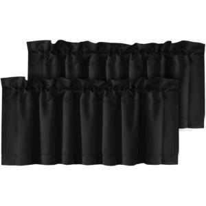 imageHVERSAILTEX Blackout Valances for WindowsShort Window Valance Curtains for Living RoomBedroomBathroom Privacy Decorative Rod Pocket Kitchen Valances2 Panels52quot W x 18quot LCharcoal GrayJet Black