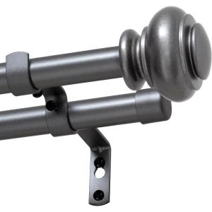 imageHVERSAILTEX Elegant Window Treatment Telescoping Double Curtain Rod Set with Classic Cap 34Inch Diameter Adjusts from 66 to 120 Inches BlackPewter