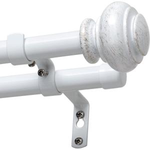 imageHVERSAILTEX Elegant Window Treatment Telescoping Double Curtain Rod Set with Classic Cap 34Inch Diameter Adjusts from 66 to 120 Inches BlackWhite
