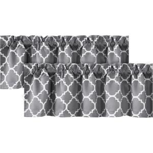 imageHVERSAILTEX Extra Wide Blackout Curtain 100x84 Inches Thermal Insulated Curtain for Sliding Glass Door Grommet Top Patio Door Curtain  Moroccan Tile Quatrefoil Pattern Teal and WhiteGrey  White