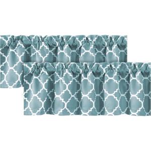 imageHVERSAILTEX Extra Wide Blackout Curtain 100x84 Inches Thermal Insulated Curtain for Sliding Glass Door Grommet Top Patio Door Curtain  Moroccan Tile Quatrefoil Pattern Teal and WhiteTeal  White