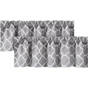 imageHVERSAILTEX Extra Wide Blackout Curtain 100x84 Inches Thermal Insulated Curtain for Sliding Glass Door Grommet Top Patio Door Curtain  Moroccan Tile Quatrefoil Pattern Teal and WhiteDove  White