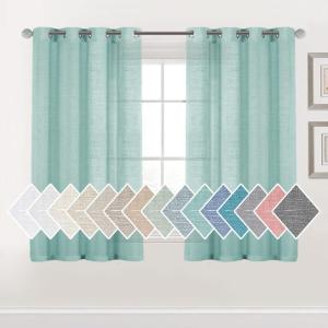 imageHVERSAILTEX Linen Sheer Curtains 84 Inches Long Grommet Natural Linen Blended Curtains for Living Room Window Treatments Bedroom Curtains 2 Panels Light Filtering Curtain W52 x L84 inch Off WhiteSea Mist
