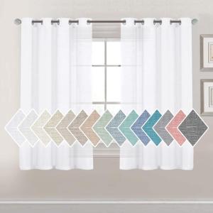 imageHVERSAILTEX Linen Sheer Curtains 84 Inches Long Grommet Natural Linen Blended Curtains for Living Room Window Treatments Bedroom Curtains 2 Panels Light Filtering Curtain W52 x L84 inch Off WhitePure White