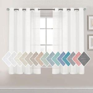 imageHVERSAILTEX Linen Sheer Curtains 84 Inches Long Grommet Natural Linen Blended Curtains for Living Room Window Treatments Bedroom Curtains 2 Panels Light Filtering Curtain W52 x L84 inch Off WhiteOff White