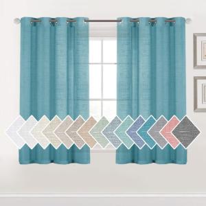imageHVERSAILTEX Linen Sheer Curtains 84 Inches Long Grommet Natural Linen Blended Curtains for Living Room Window Treatments Bedroom Curtains 2 Panels Light Filtering Curtain W52 x L84 inch Off WhiteTurquoise