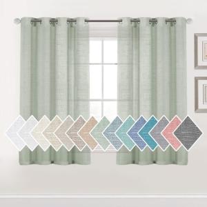 imageHVERSAILTEX Linen Sheer Curtains 84 Inches Long Grommet Natural Linen Blended Curtains for Living Room Window Treatments Bedroom Curtains 2 Panels Light Filtering Curtain W52 x L84 inch Off WhiteSage