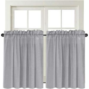 imageHVERSAILTEX Natural Linen Curtains 36 Inch Length  Textured Flax Tiers for KitchenBathroom Windows Rod Pocket Small Curtains 2 Panels AngoraDove