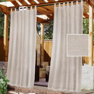 imageHVERSAILTEX Outdoor Linen Sheer Curtains for Patio Waterproof  Outdoor Divider Privacy Added Light Filtering Porch Decor with Detachable SelfStick Tab Top for Gazebo White 1 Piece W52 x L84Natural