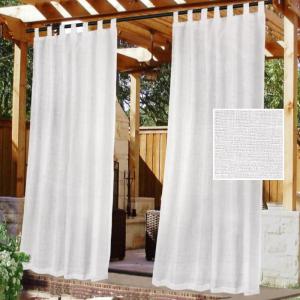 imageHVERSAILTEX Outdoor Linen Sheer Curtains for Patio Waterproof  Outdoor Divider Privacy Added Light Filtering Porch Decor with Detachable SelfStick Tab Top for Gazebo White 1 Piece W52 x L84White