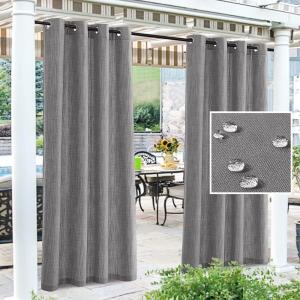 imageHVERSAILTEX Outdoor Linen Sheer Curtains for Patio Waterproof  Outdoor Divider Privacy Added Light Filtering Porch Decor with Detachable SelfStick Tab Top for Gazebo White 1 Piece W52 x L84Thickgray