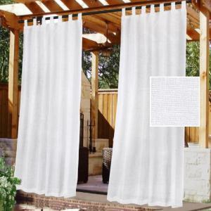 imageHVERSAILTEX Outdoor Linen Sheer Curtains for Patio Waterproof  Outdoor Divider Privacy Added Light Filtering Porch Decor with Detachable SelfStick Tab Top for Gazebo White 1 Piece W52 x L84Pure White