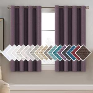 imageHVERSAILTEX Room Darkening Linen Curtain for BedroomLiving Room Extra Wide Blackout Curtains 100 x 84 Inches for Patio Glass Door Primitive Textured Thick Linen Burlap Fabric Heather Aegean BlueHeather Mauve
