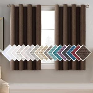imageHVERSAILTEX Room Darkening Linen Curtain for BedroomLiving Room Extra Wide Blackout Curtains 100 x 84 Inches for Patio Glass Door Primitive Textured Thick Linen Burlap Fabric Heather Aegean BlueHeather Cocoa Brown
