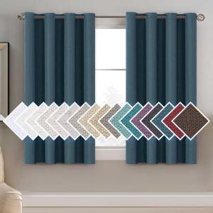 imageHVERSAILTEX Room Darkening Linen Curtain for BedroomLiving Room Extra Wide Blackout Curtains 100 x 84 Inches for Patio Glass Door Primitive Textured Thick Linen Burlap Fabric Heather Aegean BlueHeather Navy