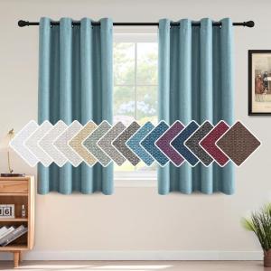 imageHVERSAILTEX Room Darkening Linen Curtain for BedroomLiving Room Extra Wide Blackout Curtains 100 x 84 Inches for Patio Glass Door Primitive Textured Thick Linen Burlap Fabric Heather Aegean BlueHeather Eggshell Blue