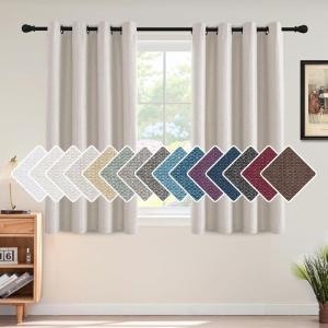 imageHVERSAILTEX Room Darkening Linen Curtain for BedroomLiving Room Extra Wide Blackout Curtains 100 x 84 Inches for Patio Glass Door Primitive Textured Thick Linen Burlap Fabric Heather Aegean BlueHeather Ivory