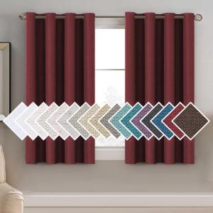 imageHVERSAILTEX Room Darkening Linen Curtain for BedroomLiving Room Extra Wide Blackout Curtains 100 x 84 Inches for Patio Glass Door Primitive Textured Thick Linen Burlap Fabric Heather Aegean BlueHeather Burgundy