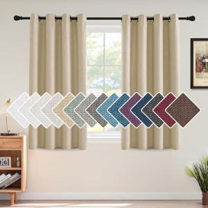 imageHVERSAILTEX Room Darkening Linen Curtain for BedroomLiving Room Extra Wide Blackout Curtains 100 x 84 Inches for Patio Glass Door Primitive Textured Thick Linen Burlap Fabric Heather Aegean BlueHeather Beige