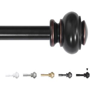 imageHVERSAILTEX Single Window Curtain Rods for Windows 28 to 48 Inches Adjustable Decorative 34 Inch Diameter with Classic Finials BlackBlack