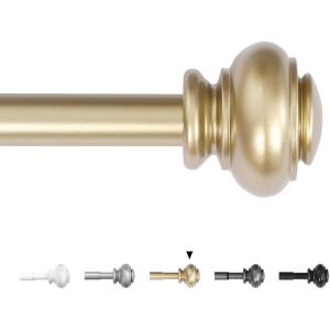 imageHVERSAILTEX Single Window Curtain Rods for Windows 28 to 48 Inches Adjustable Decorative 34 Inch Diameter with Classic Finials BlackChampagne Gold