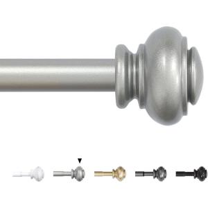 imageHVERSAILTEX Single Window Curtain Rods for Windows 28 to 48 Inches Adjustable Decorative 34 Inch Diameter with Classic Finials BlackNickel