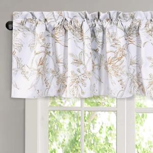 imageHVERSAILTEX Valance for Kitchen WindowsBathroomLiving RoomBedroom Blackout Window Valance Thermal Insulated Rod Pocket Valance Curtains 52quot W x 18quot L 2 Panels Grey and TurquoiseCamelliataupe