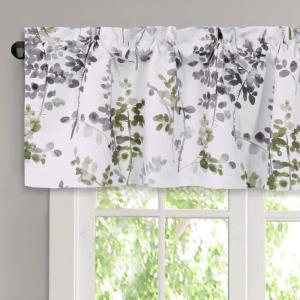 imageHVERSAILTEX Valance for Kitchen WindowsBathroomLiving RoomBedroom Blackout Window Valance Thermal Insulated Rod Pocket Valance Curtains 52quot W x 18quot L 2 Panels Grey and TurquoiseGreySage
