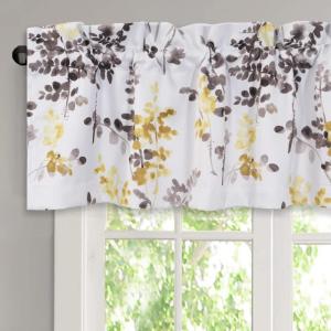imageHVERSAILTEX Valance for Kitchen WindowsBathroomLiving RoomBedroom Blackout Window Valance Thermal Insulated Rod Pocket Valance Curtains 52quot W x 18quot L 2 Panels Grey and TurquoiseGreyYellow