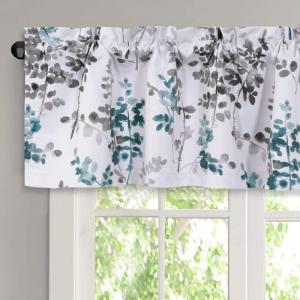 imageHVERSAILTEX Valance for Kitchen WindowsBathroomLiving RoomBedroom Blackout Window Valance Thermal Insulated Rod Pocket Valance Curtains 52quot W x 18quot L 2 Panels Grey and TurquoiseGreyTeal