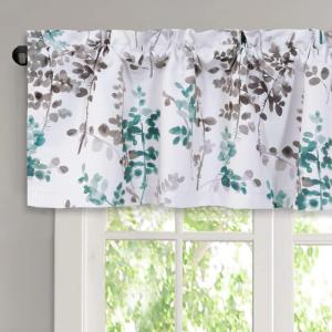 imageHVERSAILTEX Valance for Kitchen WindowsBathroomLiving RoomBedroom Blackout Window Valance Thermal Insulated Rod Pocket Valance Curtains 52quot W x 18quot L 2 Panels Grey and TurquoiseGreyTurquoise